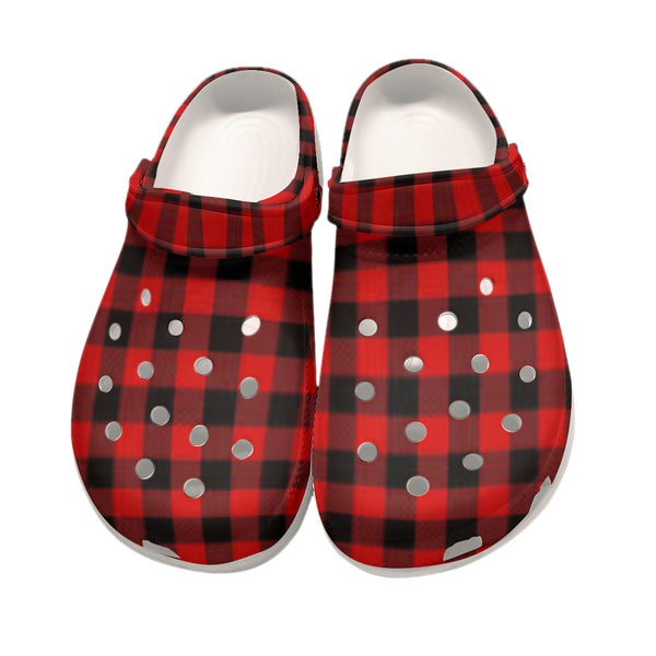 Red Bottoms Plaid Casual Uinsex Classic Clogs - TimelessGear9