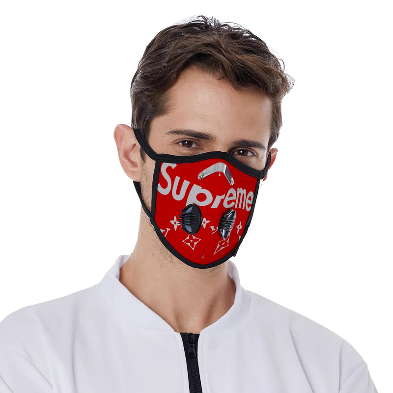 Luxury Customize Unisex Supreme Face Mask with Double Valves - TimelessGear9