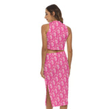 Sexy Hot Pink Luxury Designer Two Piece Dress Set - TimelessGear9