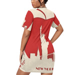 New York City Big Apple Women’s Stacked Hem Dress With Short Sleeve（Plus Size） - TimelessGear9