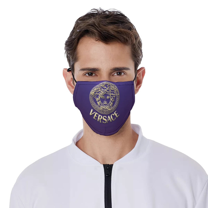 Purple Versace Unisex Covid Mask with Adjustable Ear loops - TimelessGear9