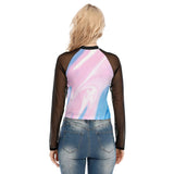 Pride Flag Colors Women's Raglan Mesh Long Sleeve Top - TimelessGear9