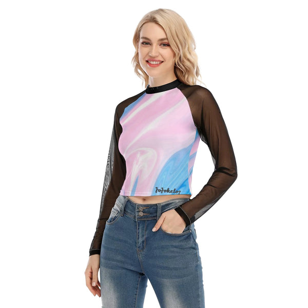 Pride Flag Colors Women's Raglan Mesh Long Sleeve Top - TimelessGear9