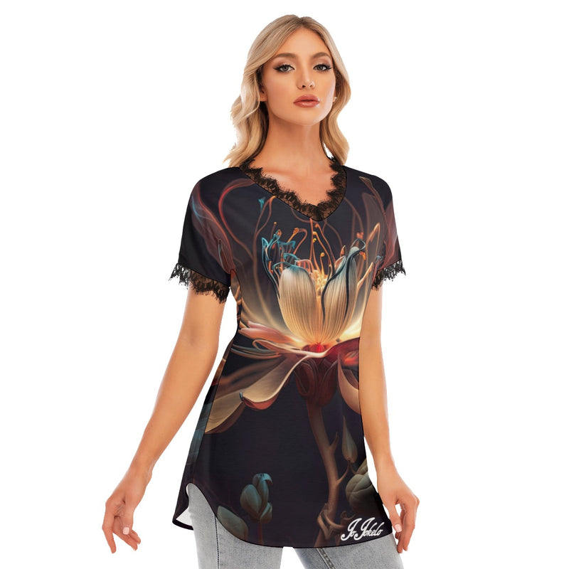 JoJo/Kelo Design Women's Lace Collar Long T-shirt