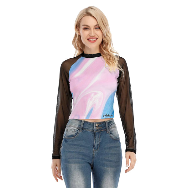 Pride Flag Colors Women's Raglan Mesh Long Sleeve Top - TimelessGear9