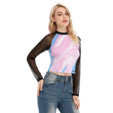 Pride Flag Colors Women's Raglan Mesh Long Sleeve Top - TimelessGear9