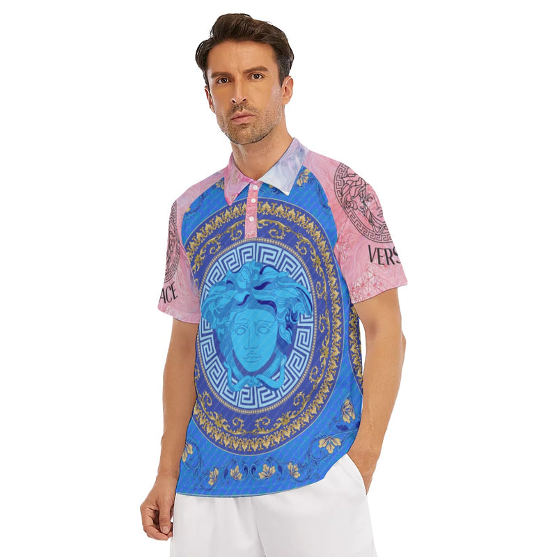 Luxury Customize Versace Men's Short Sleeve Polo Shirt With Button Closure - TimelessGear9