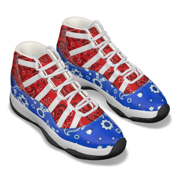 Jordan 11 Bandana Red & Blue Men's High Top Basketball Shoes - TimelessGear9