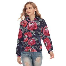 Women's Sexy Rose Eyes Pullover Hoodie With Drawsting - TimelessGear9