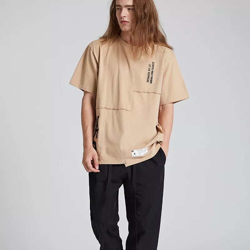 Yezzy Spoof Asymmetric Unisex 350 T-Shirts Hip Hop Streetwear Kahki oversized Tee - TimelessGear9