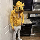 Retro Funny Face Zip Up Multi Angle Loose Style Hoodie