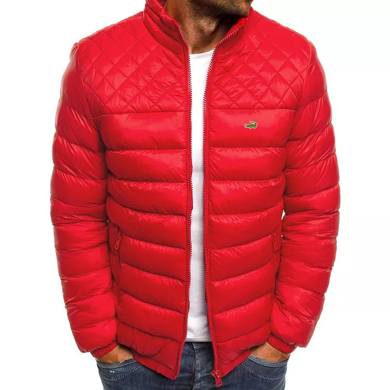 Men's Warm Windproof Casual Thickened Lacoste Alligator Print Logo Jacket - TimelessGear9