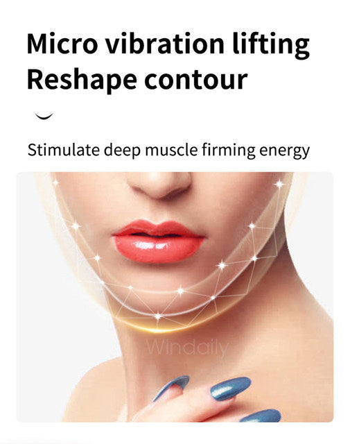 Facial Lifting Device LED Photon Therapy Facial Slimming Vibration Massager Double Chin V Face Shaped Cheek Lift Belt Machine - TimelessGear9
