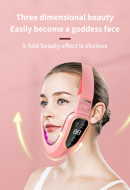 Facial Lifting Device LED Photon Therapy Facial Slimming Vibration Massager Double Chin V Face Shaped Cheek Lift Belt Machine - TimelessGear9