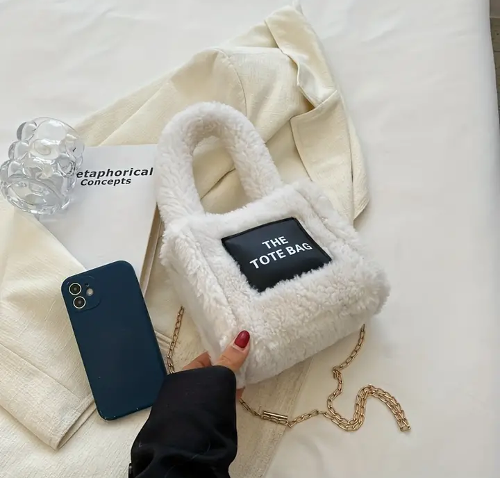 Fur Wool Filled Tote Crossbody Luxury Bag