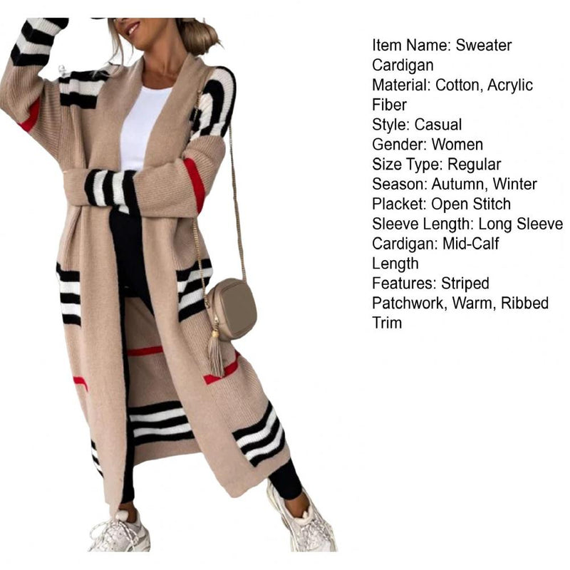 Autumn Luxury stylish Knitted Elegant Striped Sweater Coat Burberry Pattern - TimelessGear9