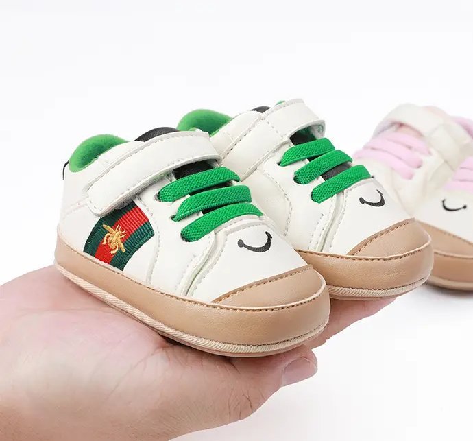 Baby Newborn Gucci Logo Stylish Soft Sole Loop Fastener Kid Shoes - TimelessGear9