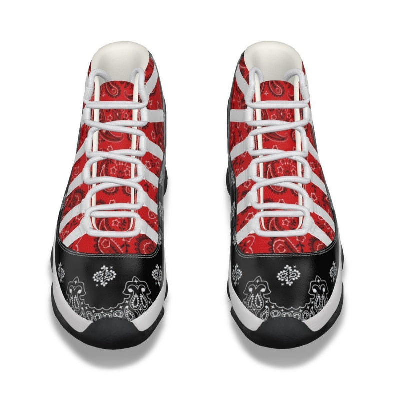 Bandana Customize Jordan 11 Red & Black Men's High Top Basketball Shoes - TimelessGear9