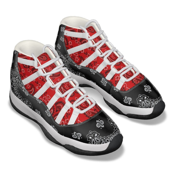 Bandana Customize Jordan 11 Red & Black Men's High Top Basketball Shoes - TimelessGear9