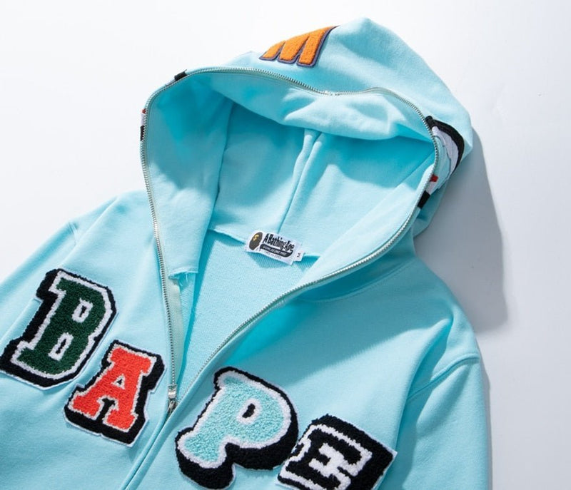 Bapesta Fashion New Shark Embroidered Letters BAPE Hip-hop Streetwear Hoodie - TimelessGear9
