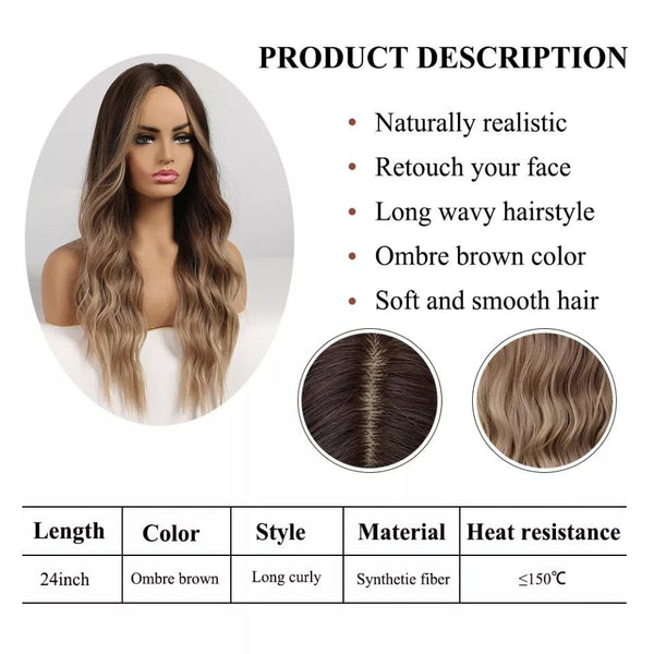 Beautiful Natural Looking Brown Blonde Wave Wig - TimelessGear9