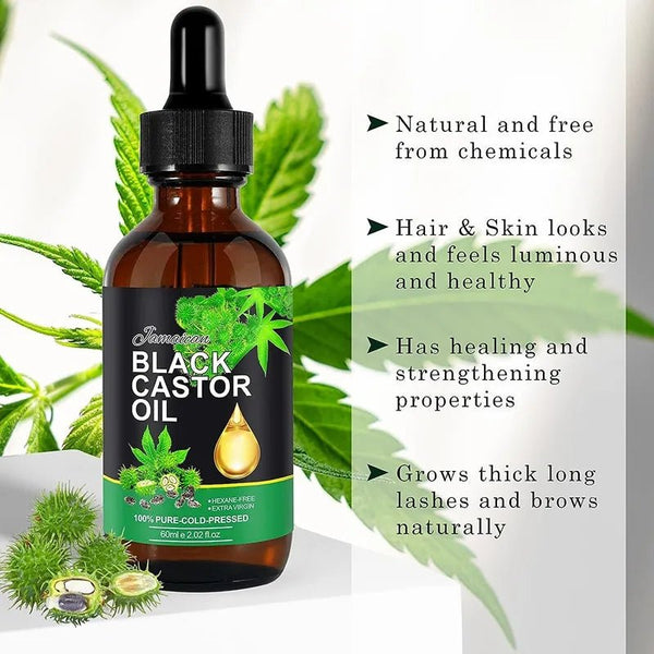 Black Castor Oil Nourishes Hair Growth Skin Massage Essential Oil Eyebrows Growth Prevents Skin Aging Hair Care Products - TimelessGear9