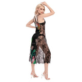 Black Women's Lace Cami Cross Back Dress - TimelessGear9