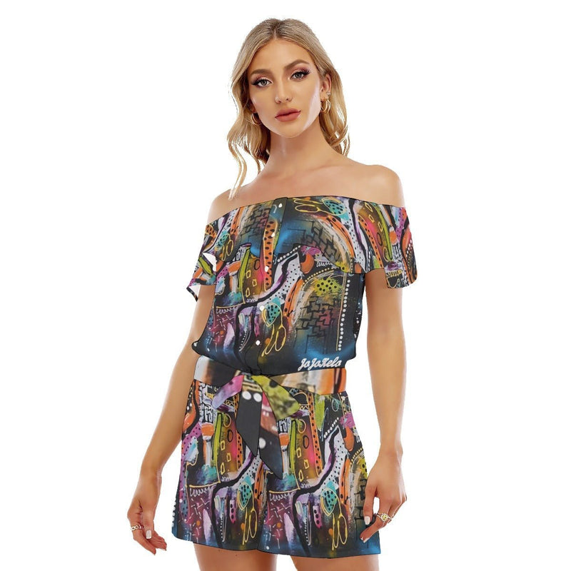 Blue Jazz Women's Off-shoulder Ruffled Romper - TimelessGear9