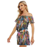Blue Jazz Women's Off-shoulder Ruffled Romper - TimelessGear9