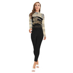 Bodycon Bulberry Plaid Women's Long-sleeved High-neck Jumpsuit With Zipper - TimelessGear9