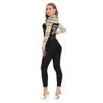 Bodycon Bulberry Plaid Women's Long-sleeved High-neck Jumpsuit With Zipper - TimelessGear9
