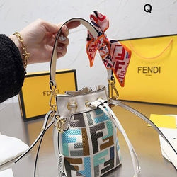 Canvas Vitello King F is Fendi FF Multicolor Embroidered Mini Mon Tresor Bucket Bag Multicolor Cuoio - TimelessGear9