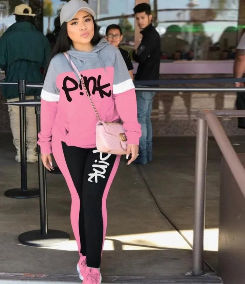 Casual designer name pink leisure sweat suit - TimelessGear9