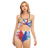 Colorful Ganda Women's Bikini Swimsuit With Cross Straps - TimelessGear9