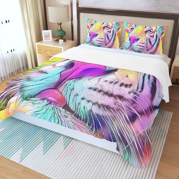 Colorful Tiger Three Piece Duvet Cover Set - TimelessGear9