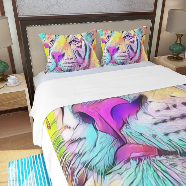 Colorful Tiger Three Piece Duvet Cover Set - TimelessGear9
