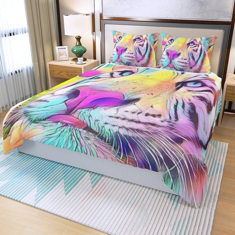Colorful Tiger Three Piece Duvet Cover Set - TimelessGear9