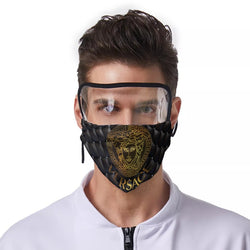 Customize Black Unisex Versace Mask with Eye Shield - TimelessGear9