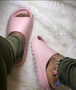 Cute Pink slides luxury designer brand Heel Slippers Yeezy Home Women Thick Bottom Sole - TimelessGear9