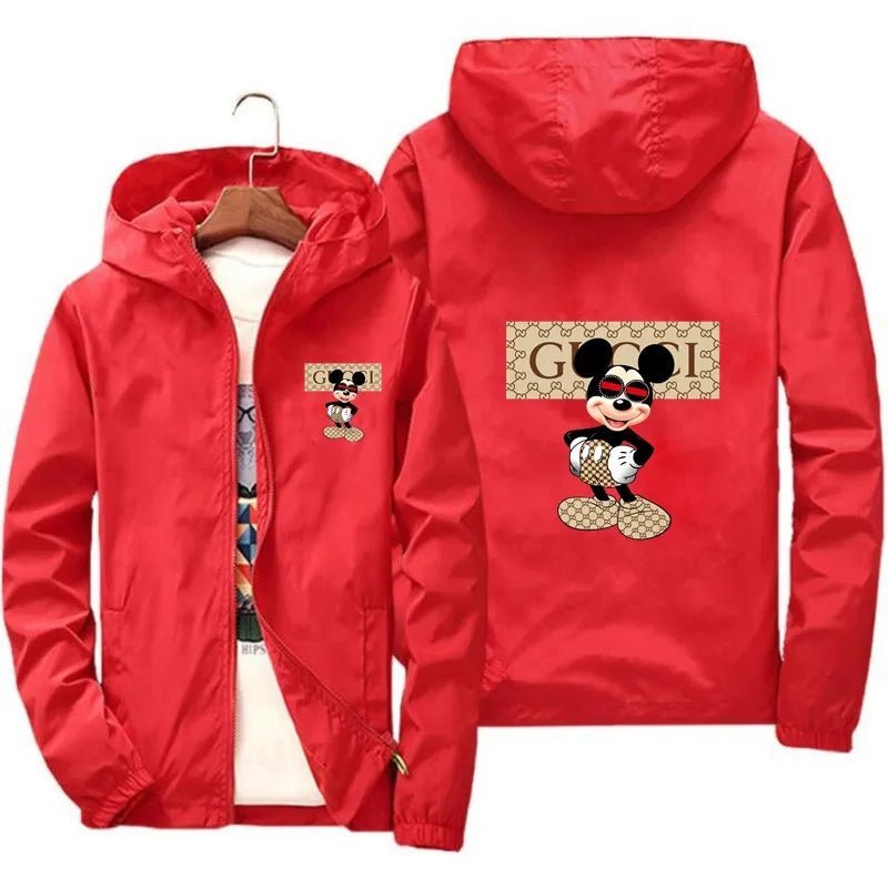 Disney Gucci Collaboration Print Waterproof Hoodie Trench Jacket - TimelessGear9