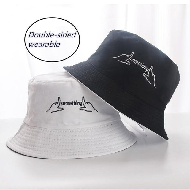 Double Sided Wear Dense Embroidery Letter Panama Bucket Hat Men Women Outdoors Street Beach Fisherman Caps - TimelessGear9