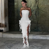 Elegant sleeveless ruffle appliques bodycon mini - TimelessGear9