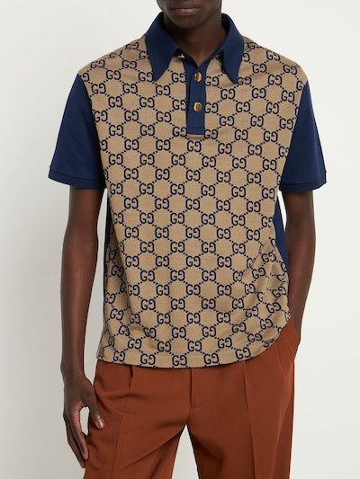 "Luxury Fashion Monogram-print Stretch-woven Blend Polo Shirt" - TimelessGear9
