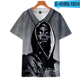Tupac 2pac T-shirt Short sleeve O-Neck Baseball shirt Hip Hop Swag - TimelessGear9