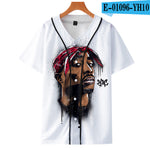 Tupac 2pac T-shirt Short sleeve O-Neck Baseball shirt Hip Hop Swag - TimelessGear9