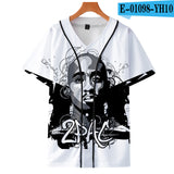 Tupac 2pac T-shirt Short sleeve O-Neck Baseball shirt Hip Hop Swag - TimelessGear9