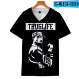 Tupac 2pac T-shirt Short sleeve O-Neck Baseball shirt Hip Hop Swag - TimelessGear9