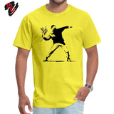 Swag Banksy Flower Thrower T Shirts 100% Cotton Fabric Men Tshirt Mens T-shirts Novelty Street Art - TimelessGear9