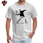 Swag Banksy Flower Thrower T Shirts 100% Cotton Fabric Men Tshirt Mens T-shirts Novelty Street Art - TimelessGear9