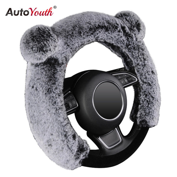 Steering Wheel Cover Plush Fur Cute Warm Long Wool Plush Car Steering Wheel Covers Universal 37-38 cm/15inch - TimelessGear9